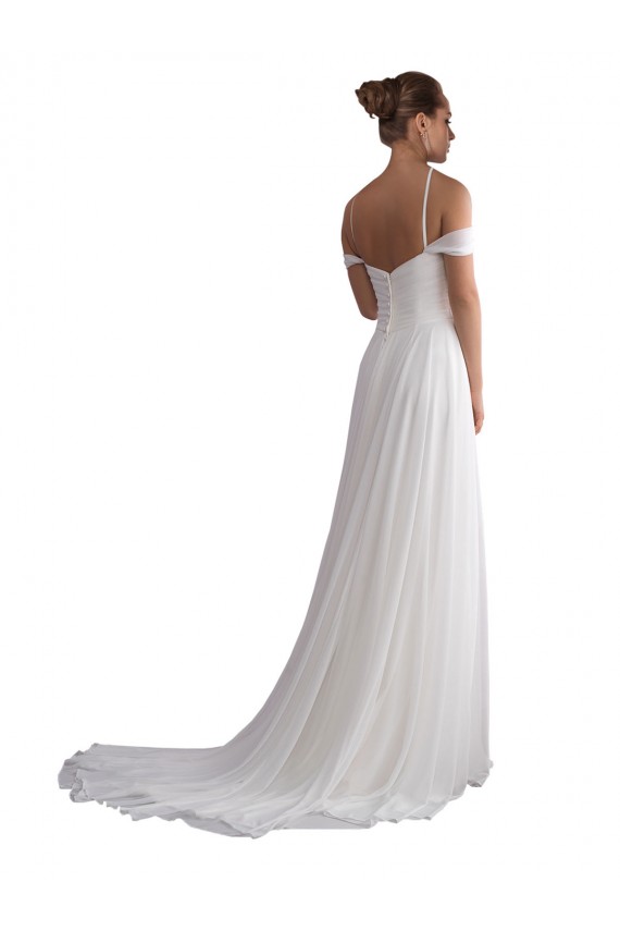 Shop Off the Shoulder A-Line Ruched Chiffon Beach Wedding Dress Geelong