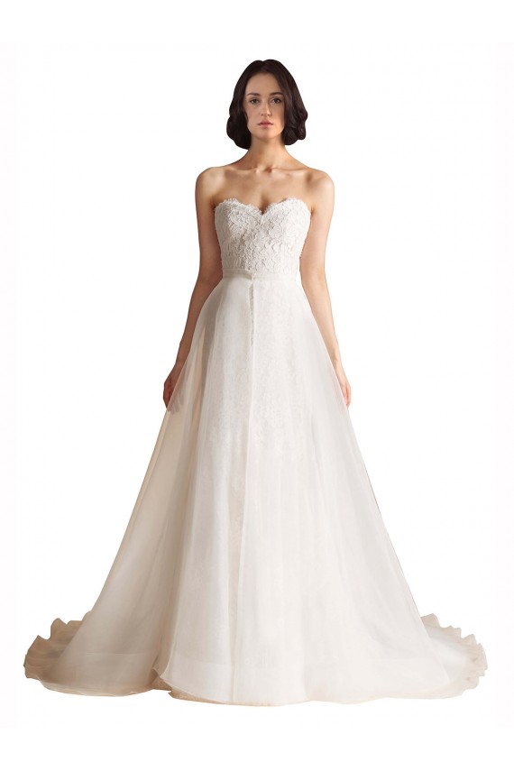 Shop Strapless Sweetheart Lace Bodice A-Line Organza Wedding Dress Geelong