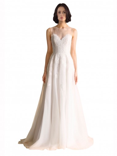 Shop Illusion Neck A-Line Organza Wedding Dress Geelong