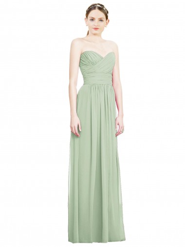Shop Crisscross Draped Full Length Strapless Chiffon Bridesmaid Dress Geelong