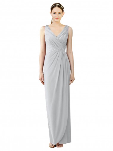 Shop Draped Sleeveless Long Chiffon V-Neck Bridesmaid Dress Geelong