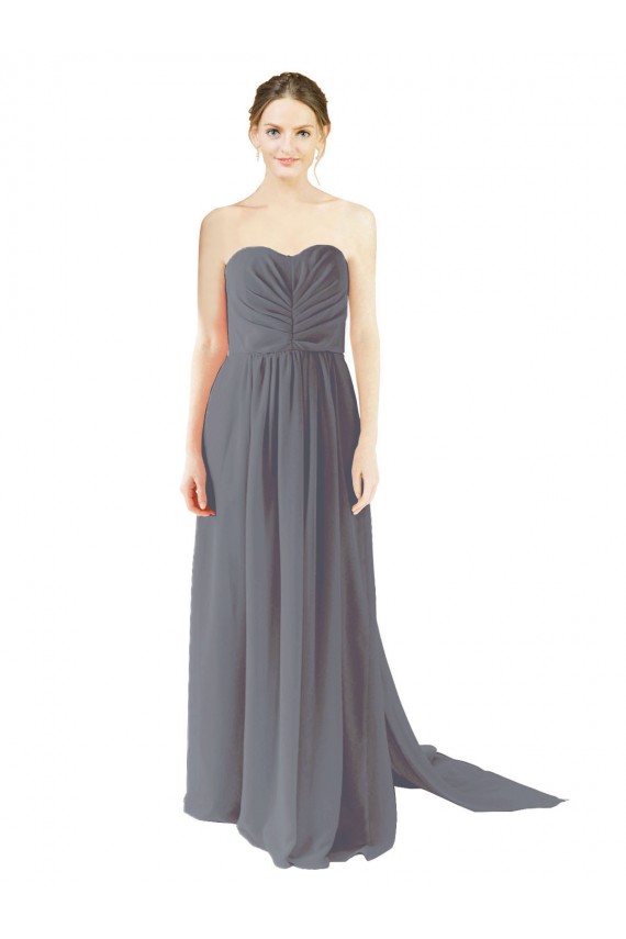 Shop Long Chiffon Bridesmaid Dress with Sweetheart Neckline and Flowing Back Geelong