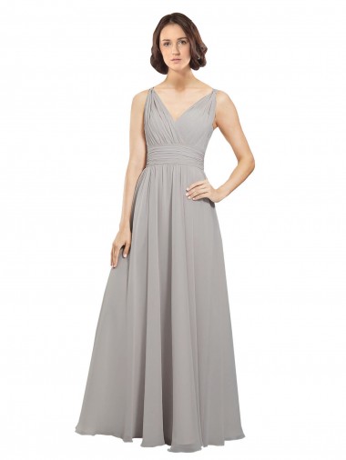 Shop Twist Shouder Full Chiffon Bridesmaids Dress with V-Neckline and V-Back Geelong