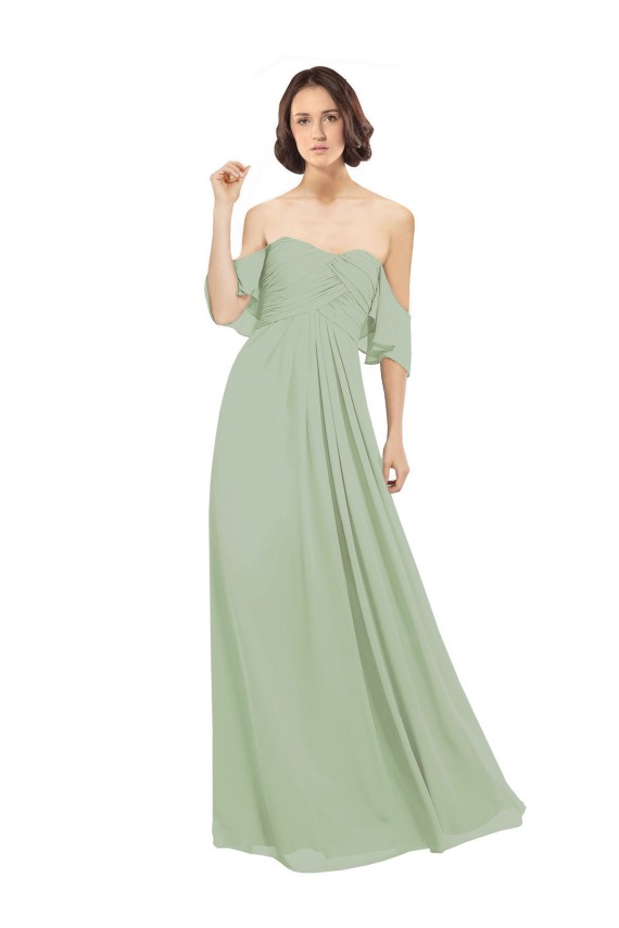 Shop Boho Chic Chiffon Bridesmaids Dress with Off the Shoulder Neckline Geelong