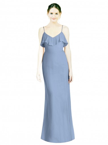Shop Deep Open Back Long Chiffon V-Neck Bridesmaid Dress Geelong