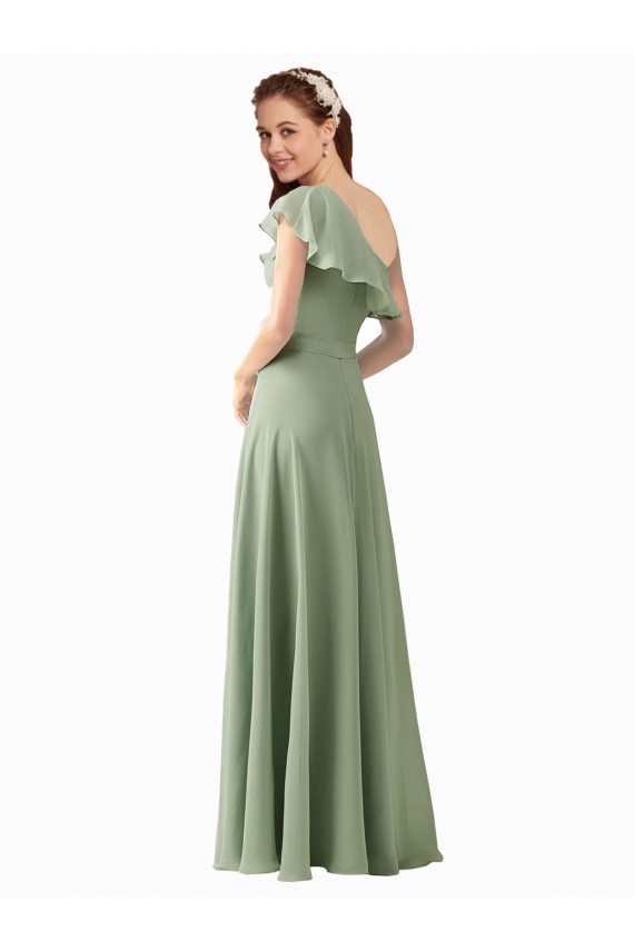 Shop Chiffon Bridesmaids Dress with Ruffles Flutter Sleeves Geelong