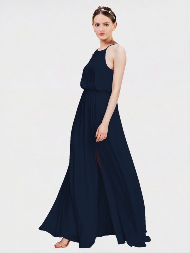 Shop High Halter Chiffon Bridesmaid Dress with Side Slit Geelong