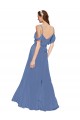 Shop Mock-Wrap Off the Shoulder Long Chiffon Bridesmaid Dress with Side Slit Geelong
