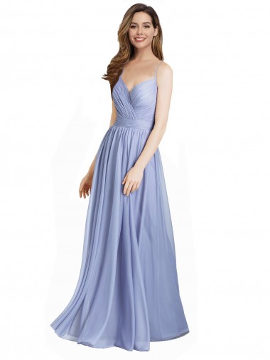 Shop Ruched Criss Over Bodice Chiffon Bridesmaid Dress with Lace Open Back Geelong