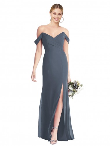 Shop Off the Shoulder Criss Cross Bodice Trumpet Chiffon Bridesmaid Dress Geelong