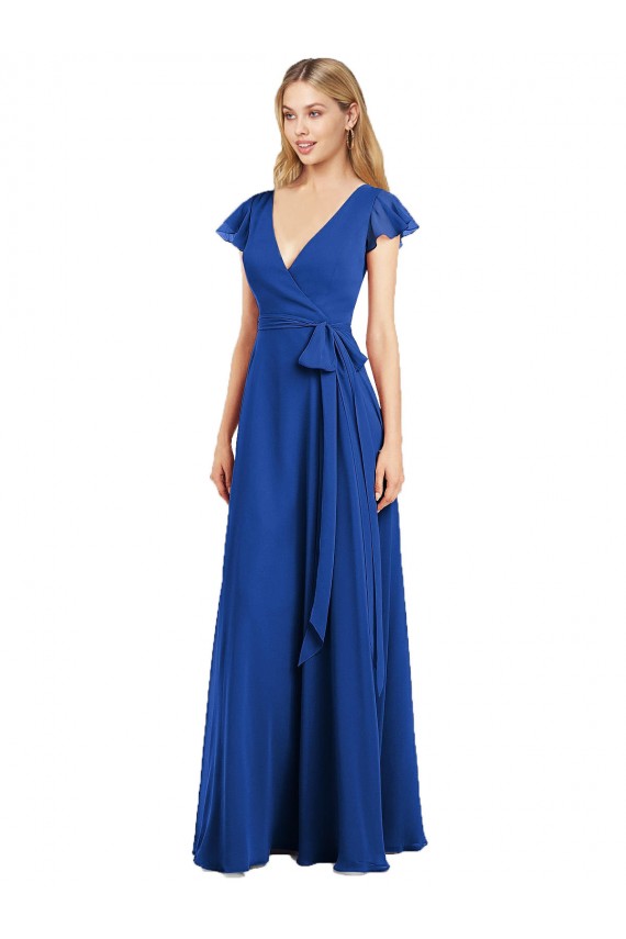 Shop Flutter Sleeves Faux Wrap Chiffon Bridesmaid Dress Geelong
