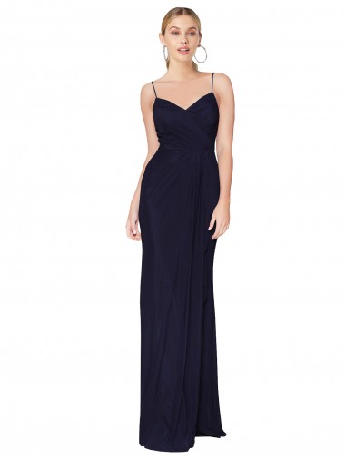 Shop Draped Spaghetti Straps Long Chiffon Mermaid Bridesmaid Dress / Formal Prom Dress Geelong