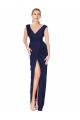 Shop Draped V-Neck Long Chiffon Bridesmaid Dress / Formal Prom Dress with Front Slit Geelong
