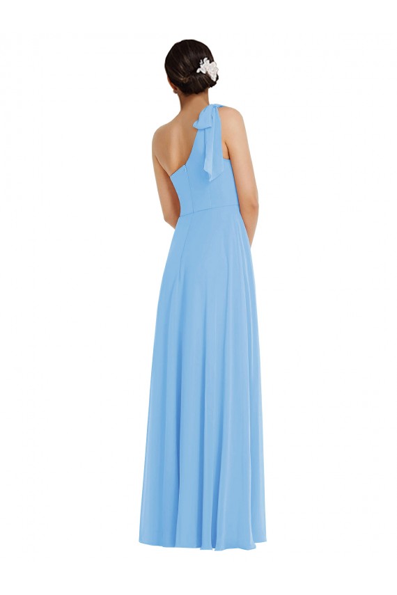 Shop Draped One Shoulder Maxi Bridesmaid Dress with Scarf Bow Geelong