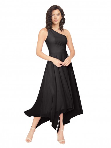 Shop Midi Length One Shoulder Chiffon Cocktail Bridesmaid Dress Geelong