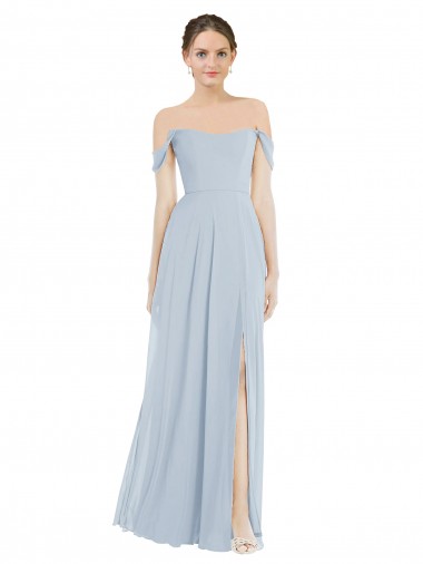 Shop Off the Shoulder Basque Neck Maxi Bridesmaid Dress with Flounce Sleeves Geelong