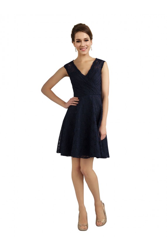 Shop Short V-Neck Lace Cocktail Bridesmaid Dress with Illusion Back Geelong