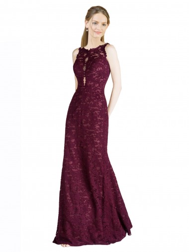 Shop Long Lace Bridesmaid Dress / Prom Dress with Peekaboo Bodice and Keyhole Back Geelong