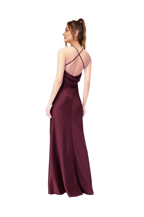 Shop Cowl Back V-Neck Formal Silky Satin Bridesmaid Dress / Prom Dress Geelong