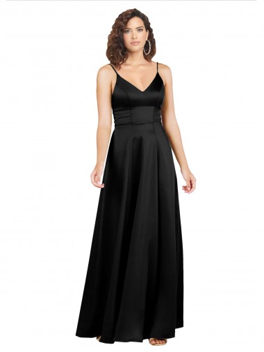 Shop Formal Silky Satin Floor-Length Long Bridesmaid Dress / Prom Dress with V-Neckline Geelong