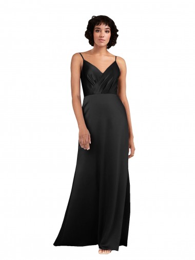 Shop Full Length V-Neckline Formal Silky Satin Bridesmaid Dress / Prom Dress with Spaghetti Straps Geelong
