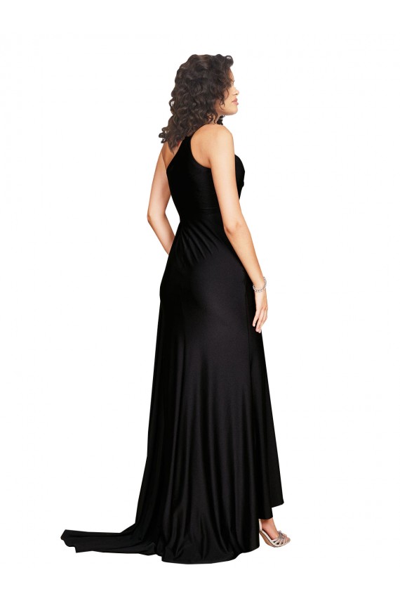 Shop Floor Length One Shoulder Formal Silky Satin Bridesmaid Dress / Prom Dress with Side Slit Geelong