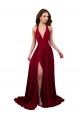 Shop A-Line Halter Plunge V-Neckline Open Back Formal Spandex Bridesmaid Dress / Prom Dress with Slit Geelong
