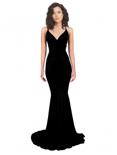Shop Fishtail Shaped V-Neck Open Back Formal Spandex Bridesmaid Dress / Prom Dress Geelong