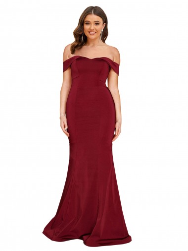 Shop Off Shoulder Sleeves Sweetheart Neckline Long Formal Spandex Bridesmaid Dress / Prom Dress Geelong