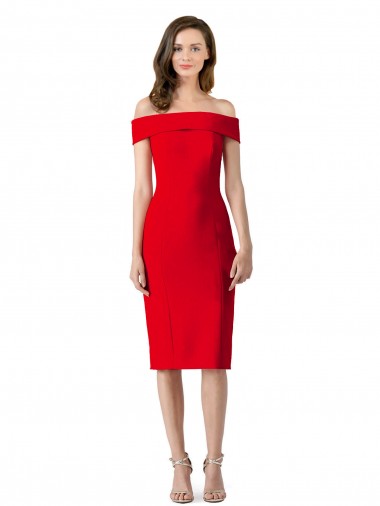 Shop Off the Shoulder Square Neck Cocktail Length Bridesmaid Dress / Prom Homecoming Dress Geelong