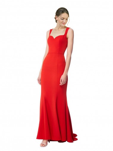 Shop Long Chapel Train Fishtail Maxi Formal Crepe Bridesmaid Dress / Prom Dress with Sweetheart Neckline Geelong