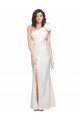 Shop One Shoulder Long Full Length Formal Crepe Bridesmaid Dress / Prom Dress with Ruffles and Side Split Geelong