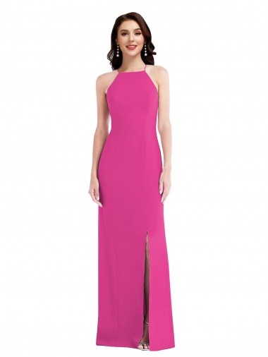 Shop Open Back High Neck Halter Trumpet Formal Crepe Bridesmaid Dress / Prom Dress Geelong