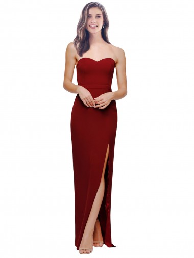 Shop Straight Pencil Skirt Long Sweetheart Formal Crepe Bridesmaid Dress / Prom Dress with High Side Split Geelong