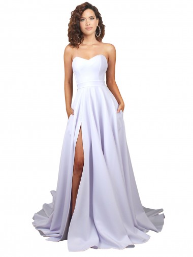 Shop Simple Sweetheart A-Line Long Crepe Beach Wedding Dress with Front Slit Geelong