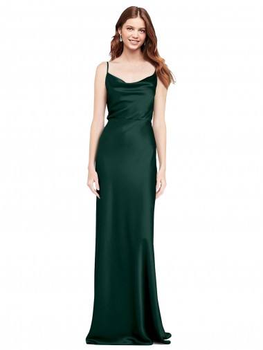Shop Fitted Cowl Neck Long Formal Stretch Satin Slip Bridesmaid Dress / Prom Dress with V-Back Geelong