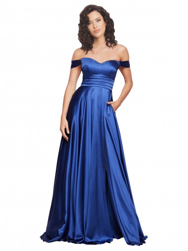 Shop Ball Gown Off the Shoulder Sweetheart Formal Stretch Satin Bridesmaid Dress / Prom Dress Geelong