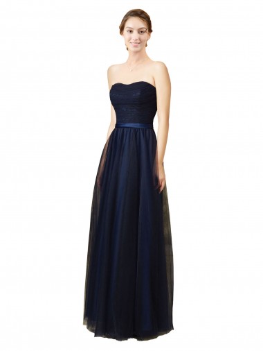 Shop Elegant Lace and Tulle Long Strapless Bridesmaid Dress Geelong