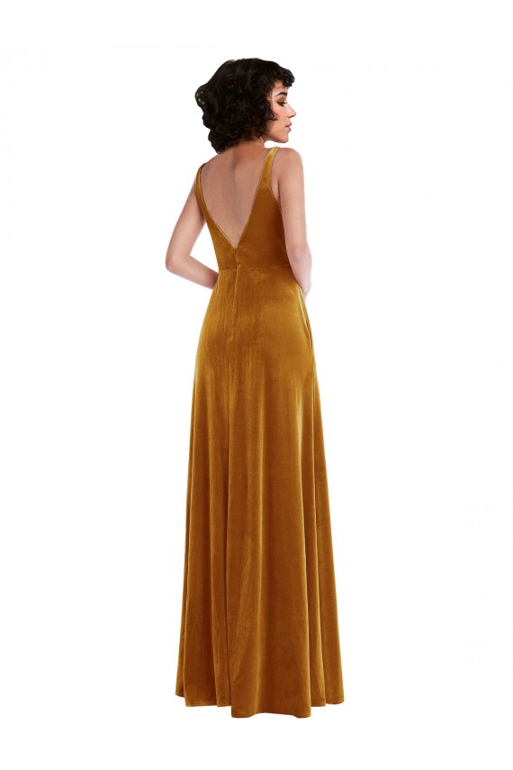 Shop Twist Front Cutout Velvet Maxi Bridesmaid Dress / Prom Dress with Pockets Geelong